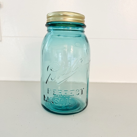 Unique Vintage Other - Vintage Aqua Ball Perfect Mason Jar, Offset Print, Vintage Kitchen